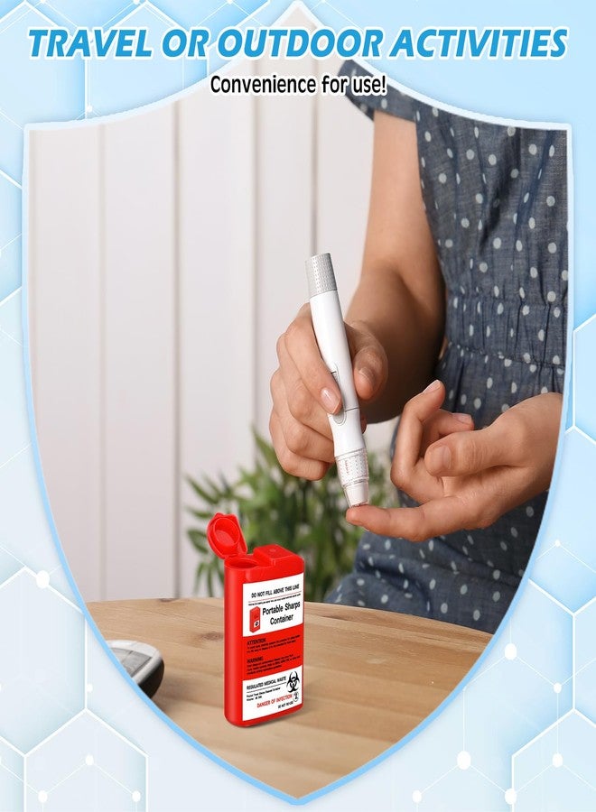 Baderke 3 Pcs Pocket Travel Sharps Disposal Container, 80ml Needle Disposal Containers Home Small Sharps Portable Biohazard Syringe Box for Home Travel Diabetic Supplies(Red) - Image 4